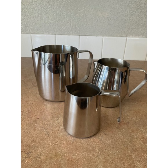 The Unbranded Brand Other - 3pc Stainless Steel Milk Frothing Pitcher Set Espresso Latte Art Steaming Jugs